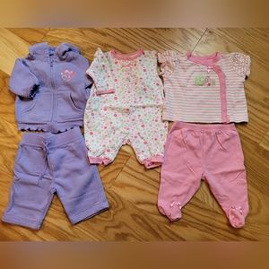 Okie-dokie Bundle lot of 3 outfits 0-3M